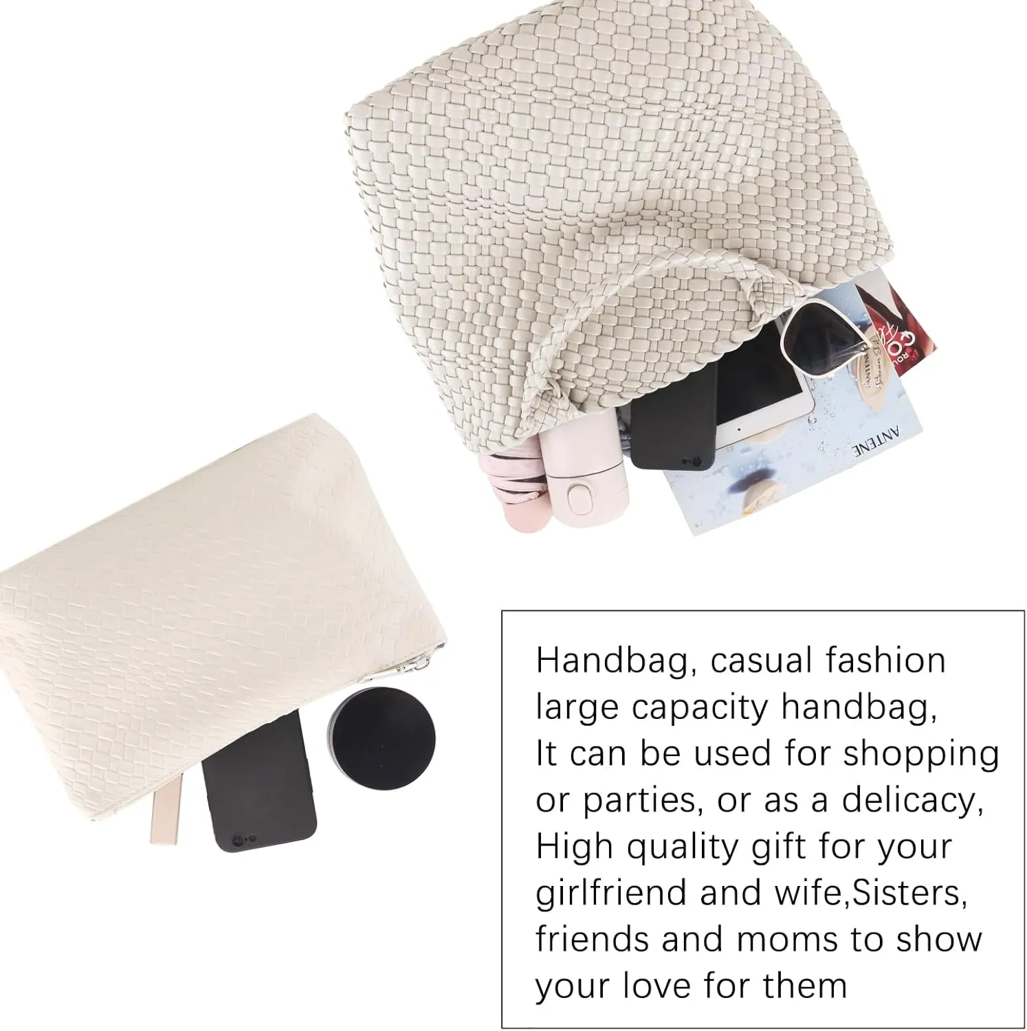 Tote Bag For Women Vegan Leather Handmade Woven Tote Bag Beach Bag Travel Handbag And Purse Top Handle Hobo Tote Bags