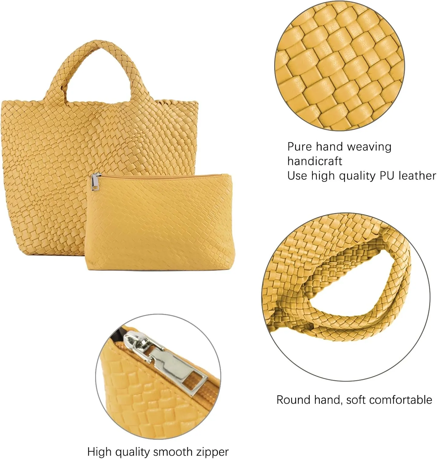 Tote Bag For Women Vegan Leather Handmade Woven Tote Bag Beach Bag Travel Handbag And Purse Top Handle Hobo Tote Bags