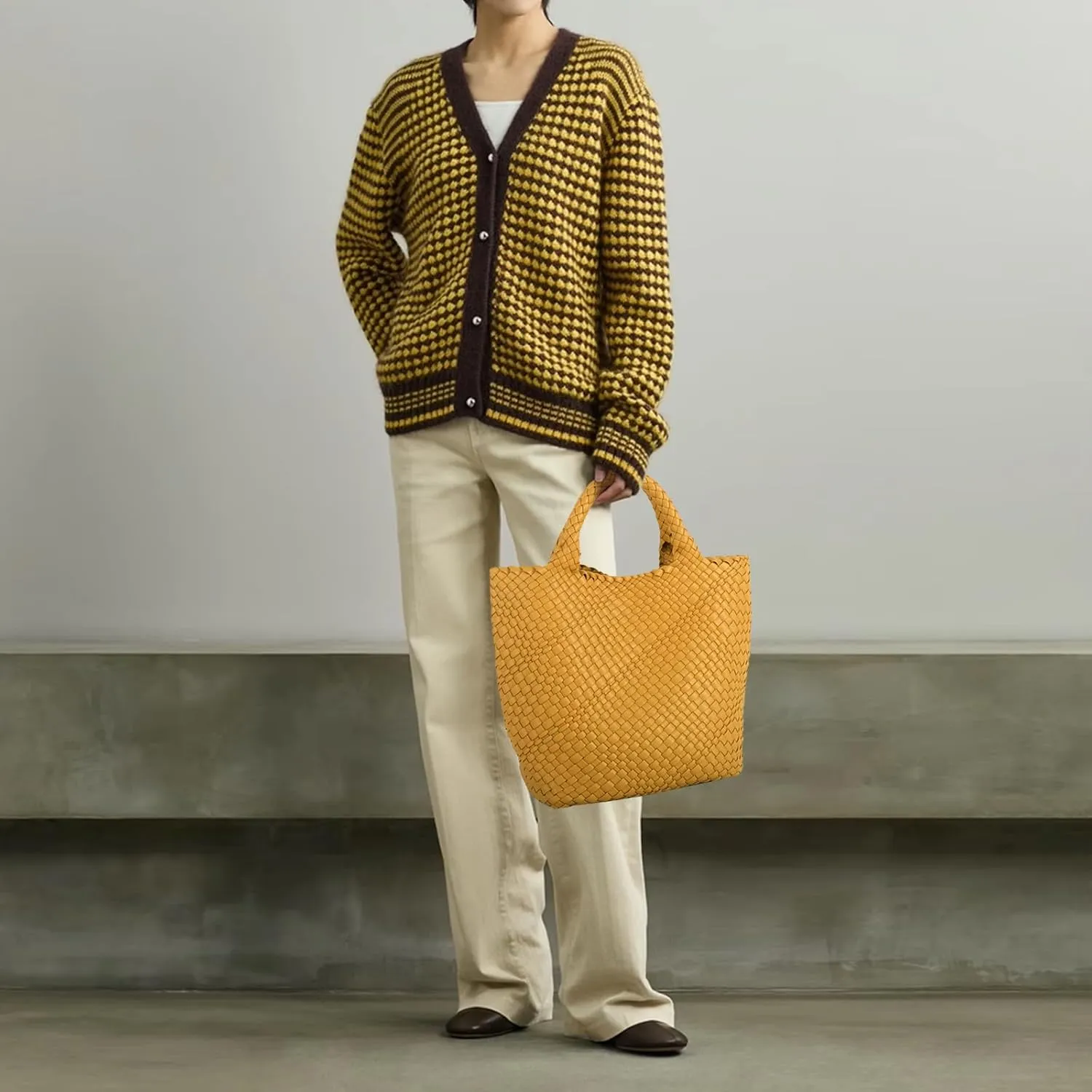 Tote Bag For Women Vegan Leather Handmade Woven Tote Bag Beach Bag Travel Handbag And Purse Top Handle Hobo Tote Bags