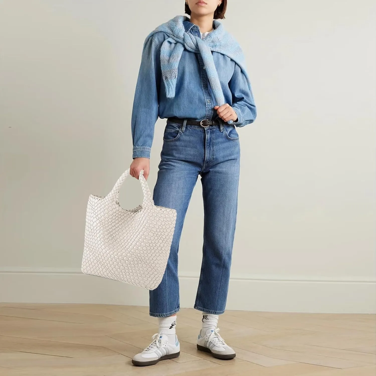 Tote Bag For Women Vegan Leather Handmade Woven Tote Bag Beach Bag Travel Handbag And Purse Top Handle Hobo Tote Bags