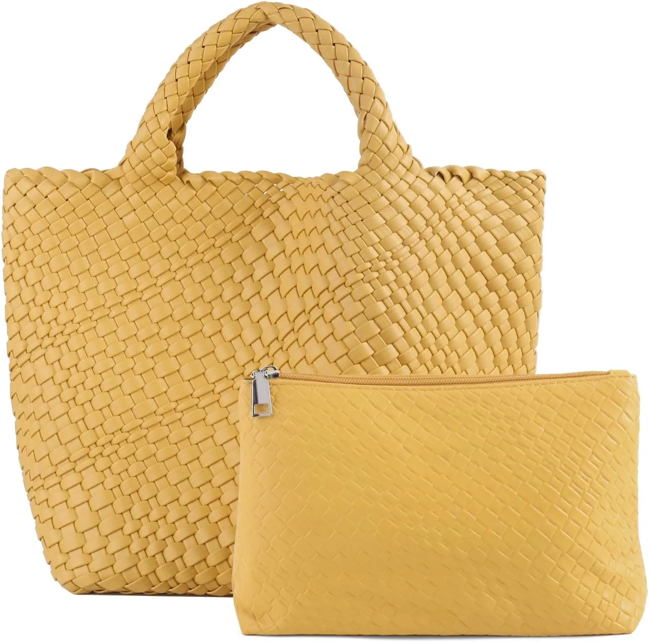 Tote Bag For Women Vegan Leather Handmade Woven Tote Bag Beach Bag Travel Handbag And Purse Top Handle Hobo Tote Bags