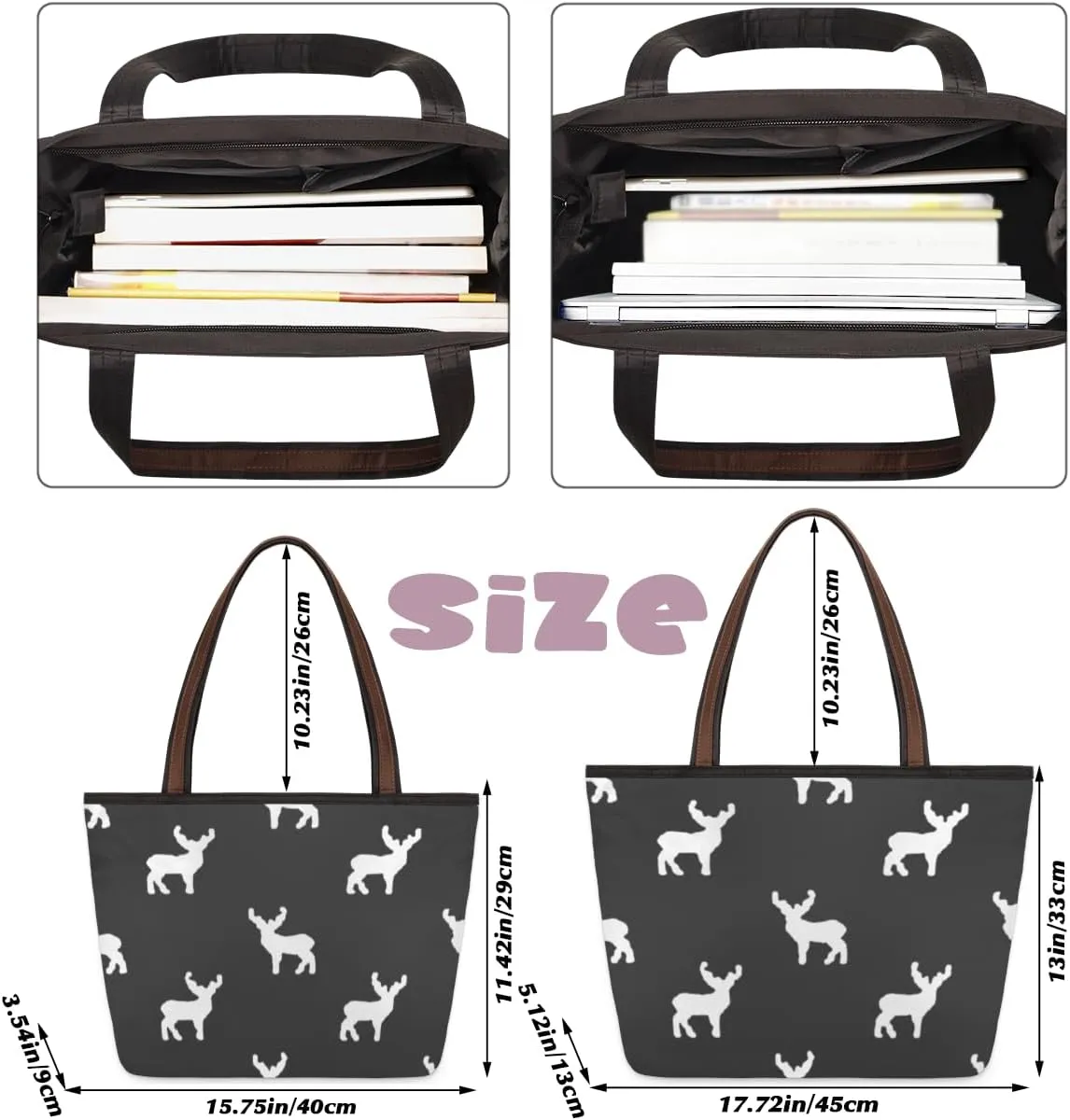 Tote Bag for Women with Zipper Large Capacity Top Handle Casual Shoulder Bag Handbag Reusable Shopping