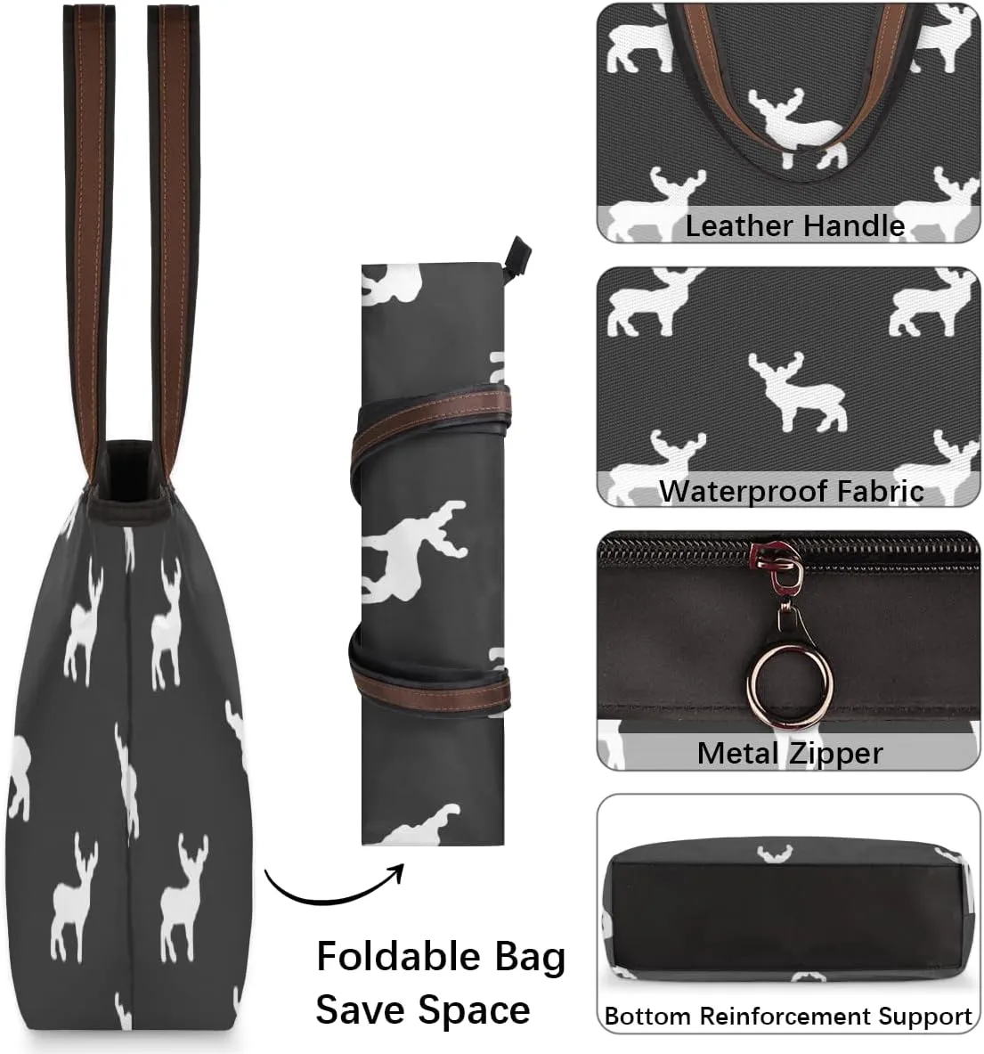 Tote Bag for Women with Zipper Large Capacity Top Handle Casual Shoulder Bag Handbag Reusable Shopping