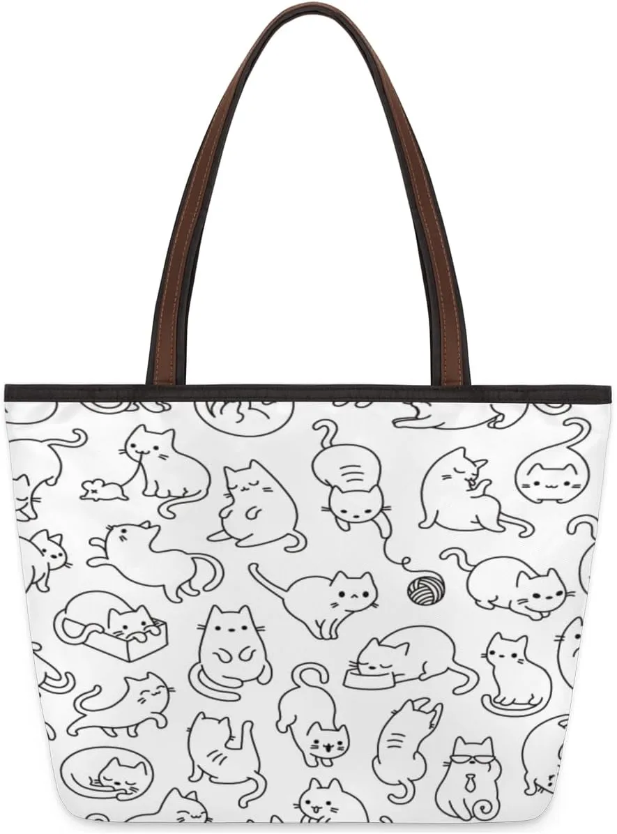 Tote Bag for Women with Zipper Large Capacity Top Handle Casual Shoulder Bag Handbag Reusable Shopping