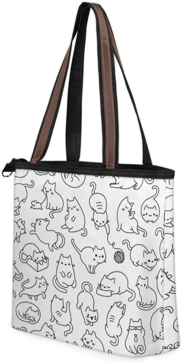 Tote Bag for Women with Zipper Large Capacity Top Handle Casual Shoulder Bag Handbag Reusable Shopping