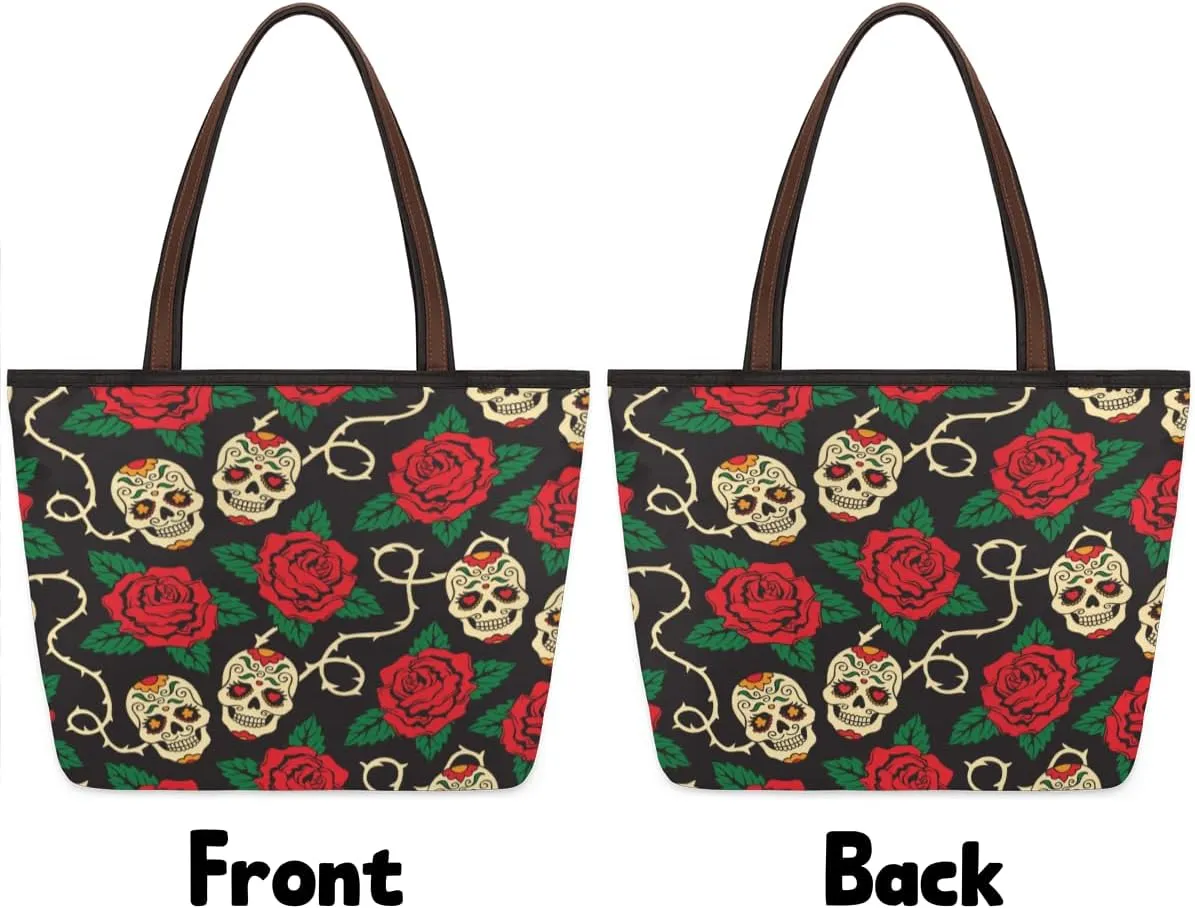 Tote Bag for Women with Zipper Large Capacity Top Handle Casual Shoulder Bag Handbag Reusable Shopping