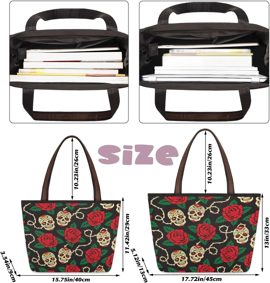 Tote Bag for Women with Zipper Large Capacity Top Handle Casual Shoulder Bag Handbag Reusable Shopping