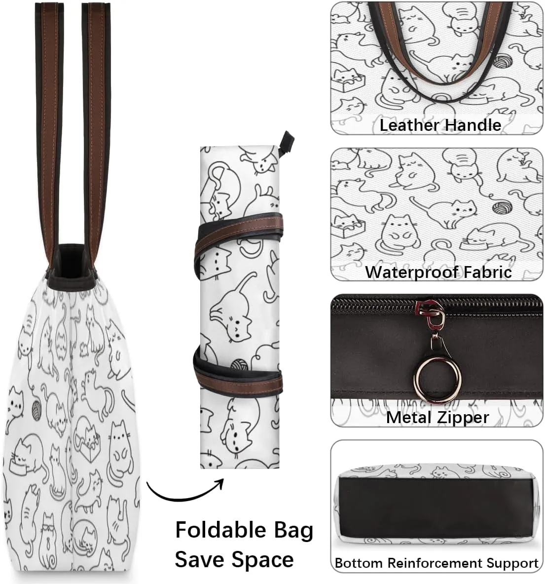 Tote Bag for Women with Zipper Large Capacity Top Handle Casual Shoulder Bag Handbag Reusable Shopping