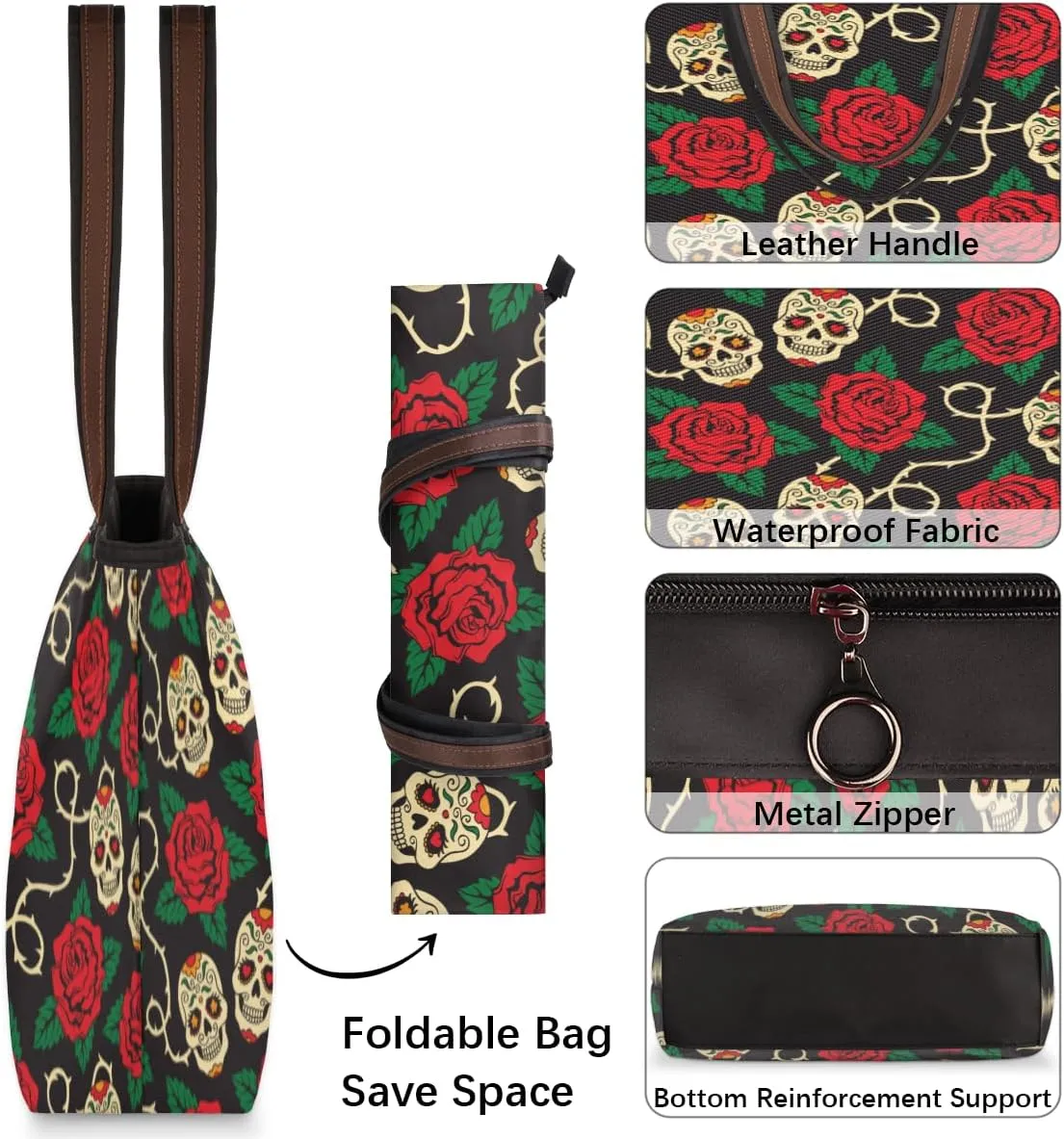 Tote Bag for Women with Zipper Large Capacity Top Handle Casual Shoulder Bag Handbag Reusable Shopping