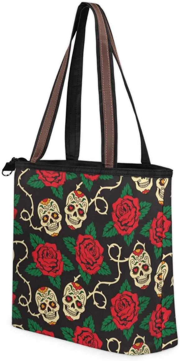 Tote Bag for Women with Zipper Large Capacity Top Handle Casual Shoulder Bag Handbag Reusable Shopping
