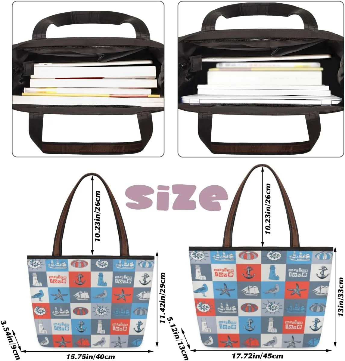 Tote Bag for Women with Zipper Large Capacity Top Handle Casual Shoulder Bag Handbag Reusable Shopping
