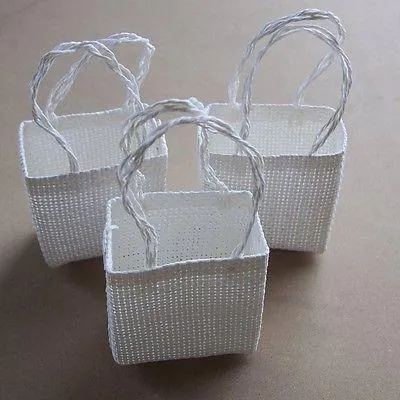 Tote Bag Woven Straw Favor Pouches, 3-inch, 12-Piece