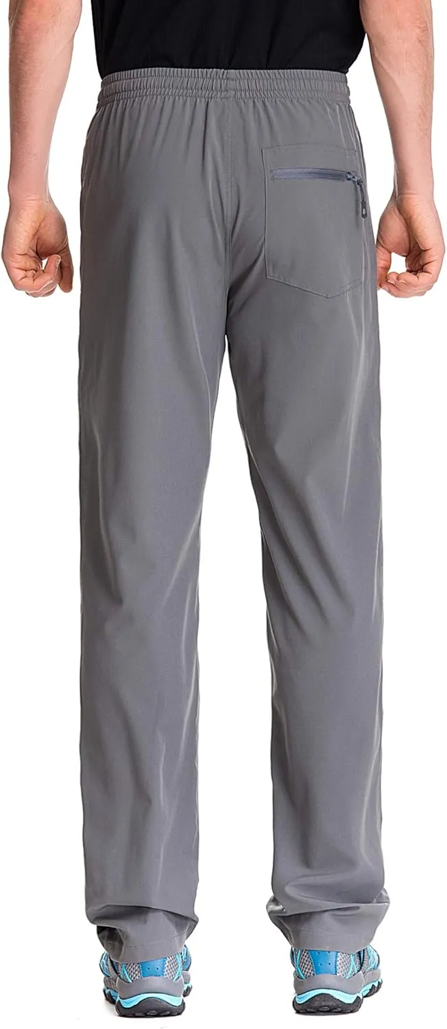 TRAILSIDE SUPPLY CO. Mens Lightweight Track Pants,Stretchy Pants with Zipper Pockets,Loose Fit