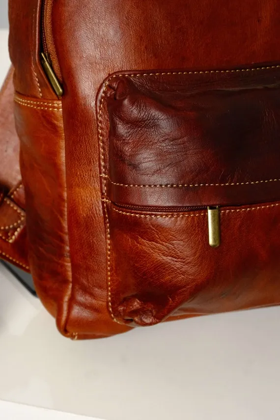 Travel Backpack , Brown Leather Backpack