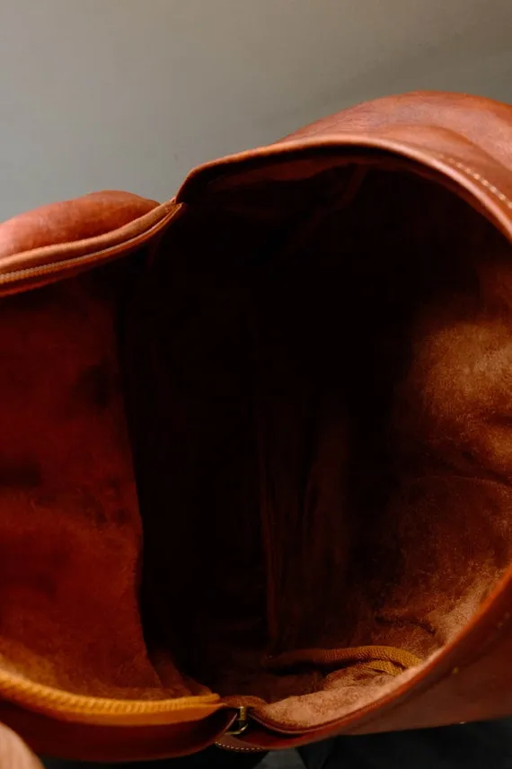 Travel Backpack , Brown Leather Backpack