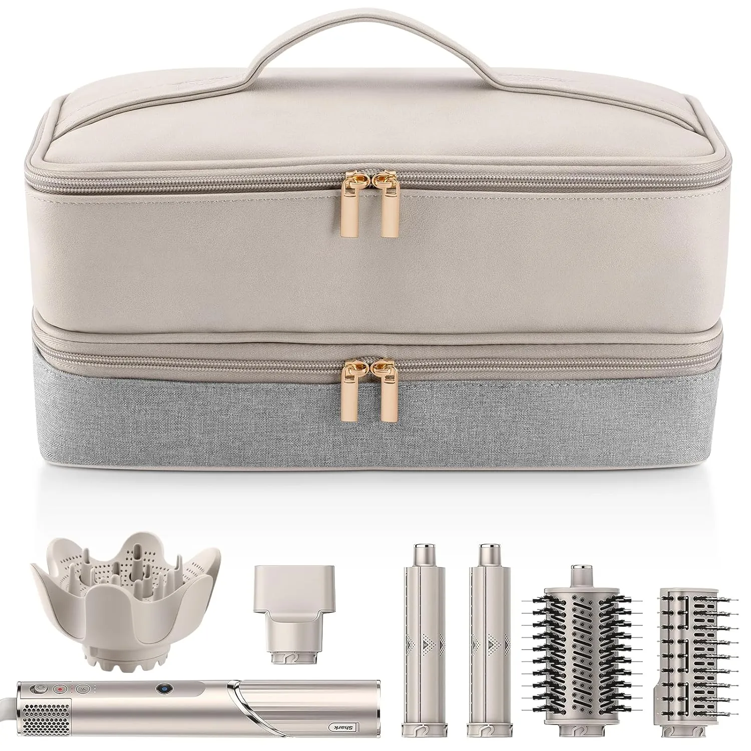 Travel Carrying Case for Hair Dryer Shark Flexstyle FlexFusion Airwrap Brush Double-Layer Hair Accessories Tools Storage Bag for Revlon Hairdryer Styler Organizer