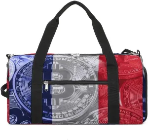 Travel Duffel with France Flag Bitcoin Shoe Compartment for Gym Beach and Sports