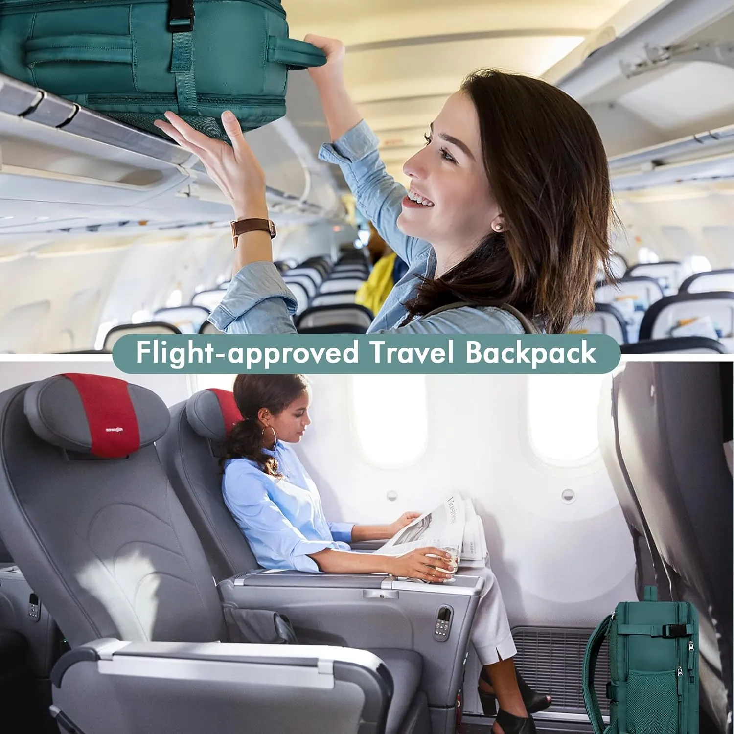Travel Laptop Backpack Carry On Backpack for Men Women Flight Approved College School Computer Bag for Business Hiking Personal Item Backpack Fits 17.3 Inch Notebook Peacock Blue