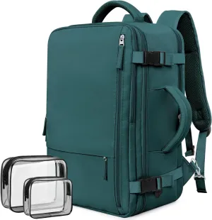 Travel Laptop Backpack Carry On Backpack for Men Women Flight Approved College School Computer Bag for Business Hiking Personal Item Backpack Fits 17.3 Inch Notebook Peacock Blue