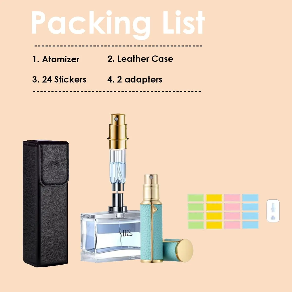 Travel Perfume Bottle Refillable, Genuine Leather Perfume Atomizer Leakproof Mini Pocket Size Travel Cologne Sprayer for Cruise Car Trip Purse Gift 5ml (Green - L)