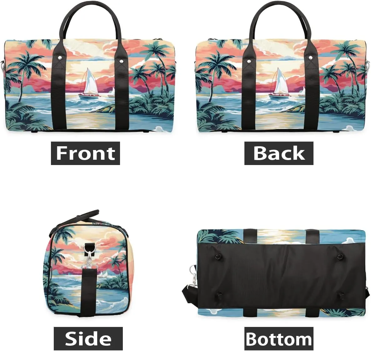 Tropical Beach Travel Duffel Bag for Women Men Waterproof Foldable Overnight Weekender Bag Large Capacity Sports Gym Bag