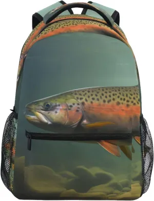 Trout Closeup Water Backpack Daypack Shoulder Bag Book Bag Lightweight Back Pack 11.4 ×16 In