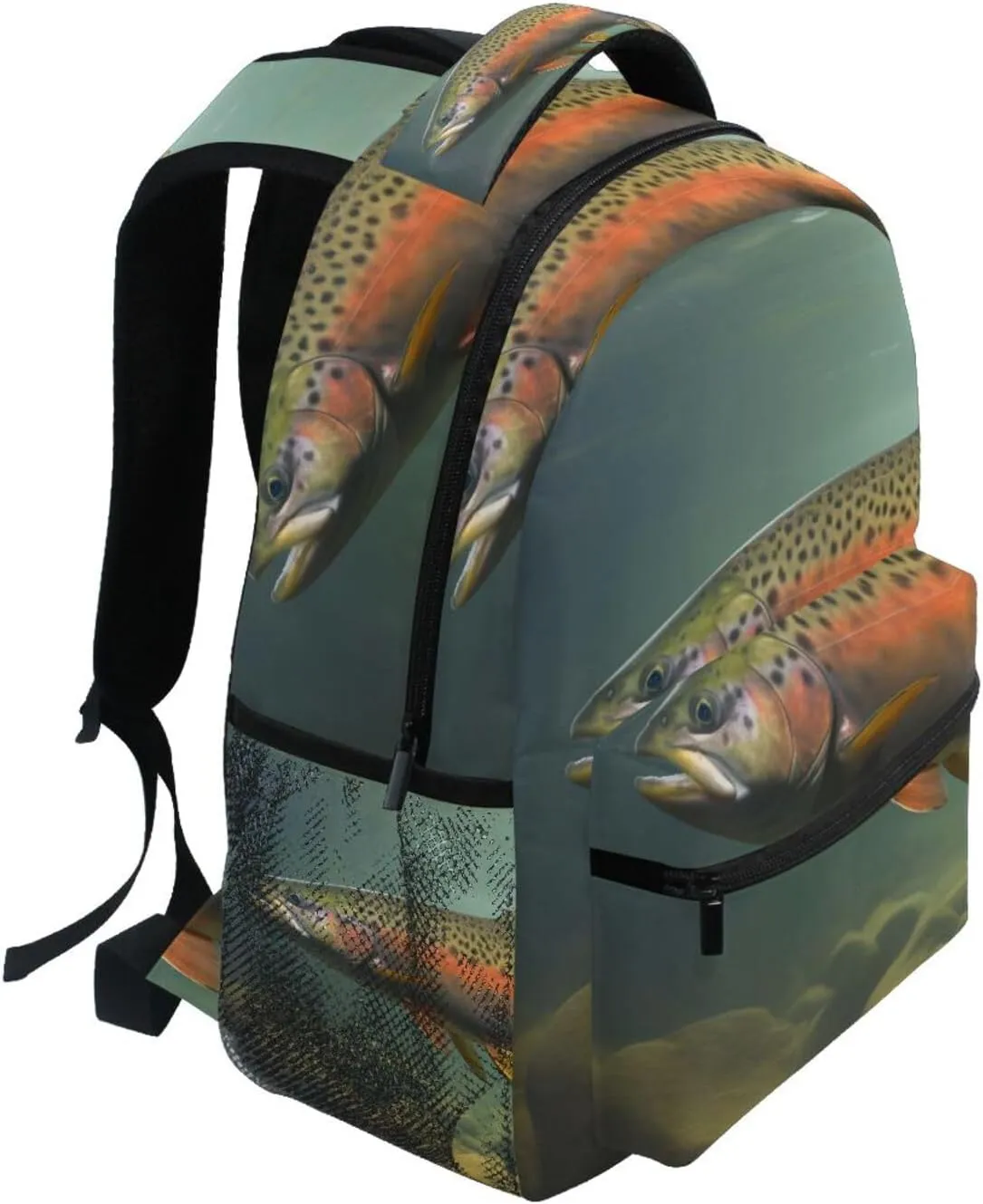 Trout Closeup Water Backpack Daypack Shoulder Bag Book Bag Lightweight Back Pack 11.4 ×16 In