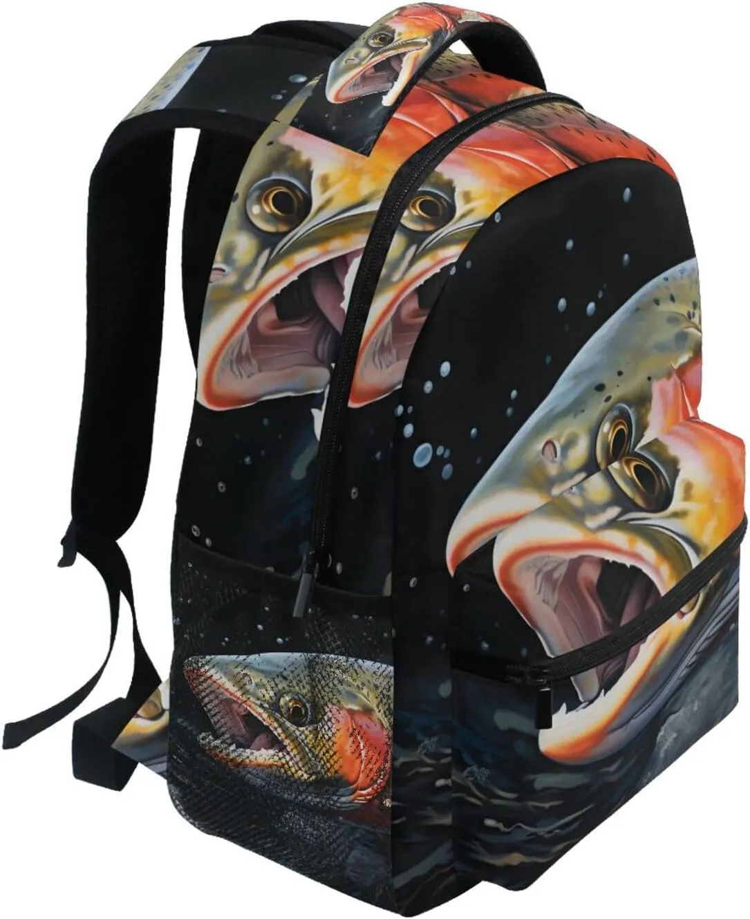 Trout Face Closeup Backpack Daypack Shoulder Bag Book Bag Lightweight Back Pack 11.4 ×16 In