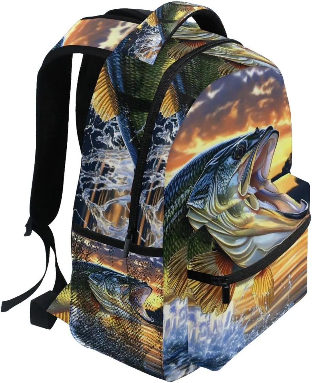 Trout Sunset Jump Backpack Daypack Shoulder Bag Book Bag Lightweight Back Pack 12 ×16.9 In
