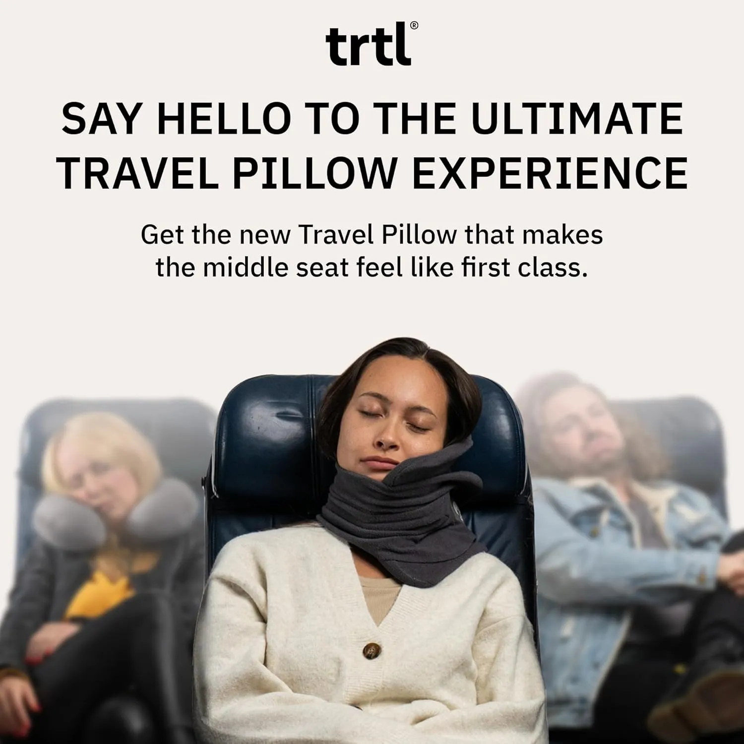 trtl Travel and Airplane Pillow - Real Sleeping Experience on Long Flights - Neck and Shoulder Support - Super-Soft, Lightweight, Easy-to-Carry, and Machine-Washable Flight Pillow - Grey