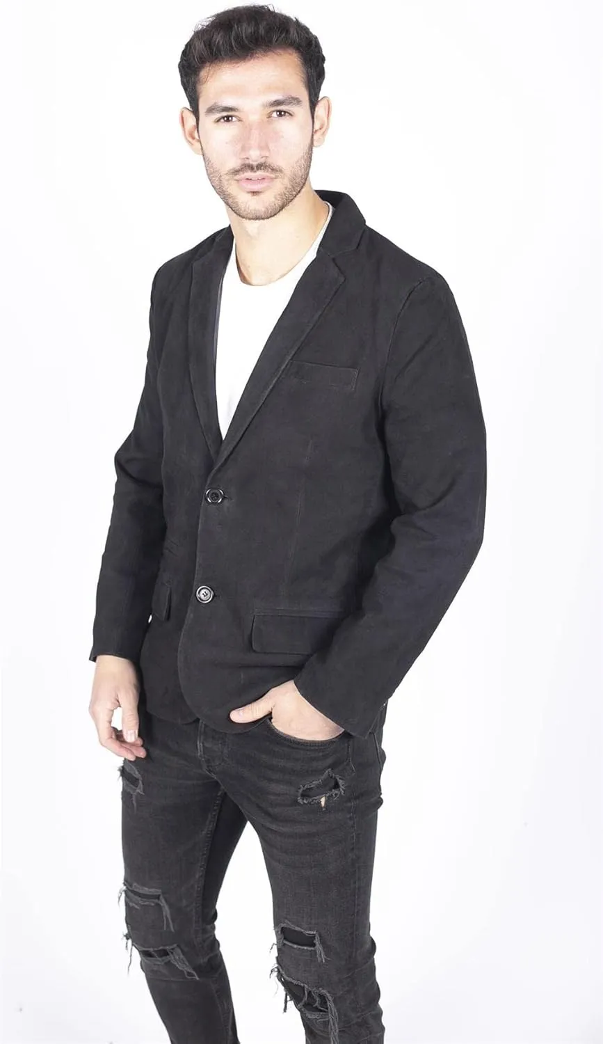 TruClothing Mens Genuine Suede Blazer Style Jacket Leather Mens Classic VIntage Smart Casual