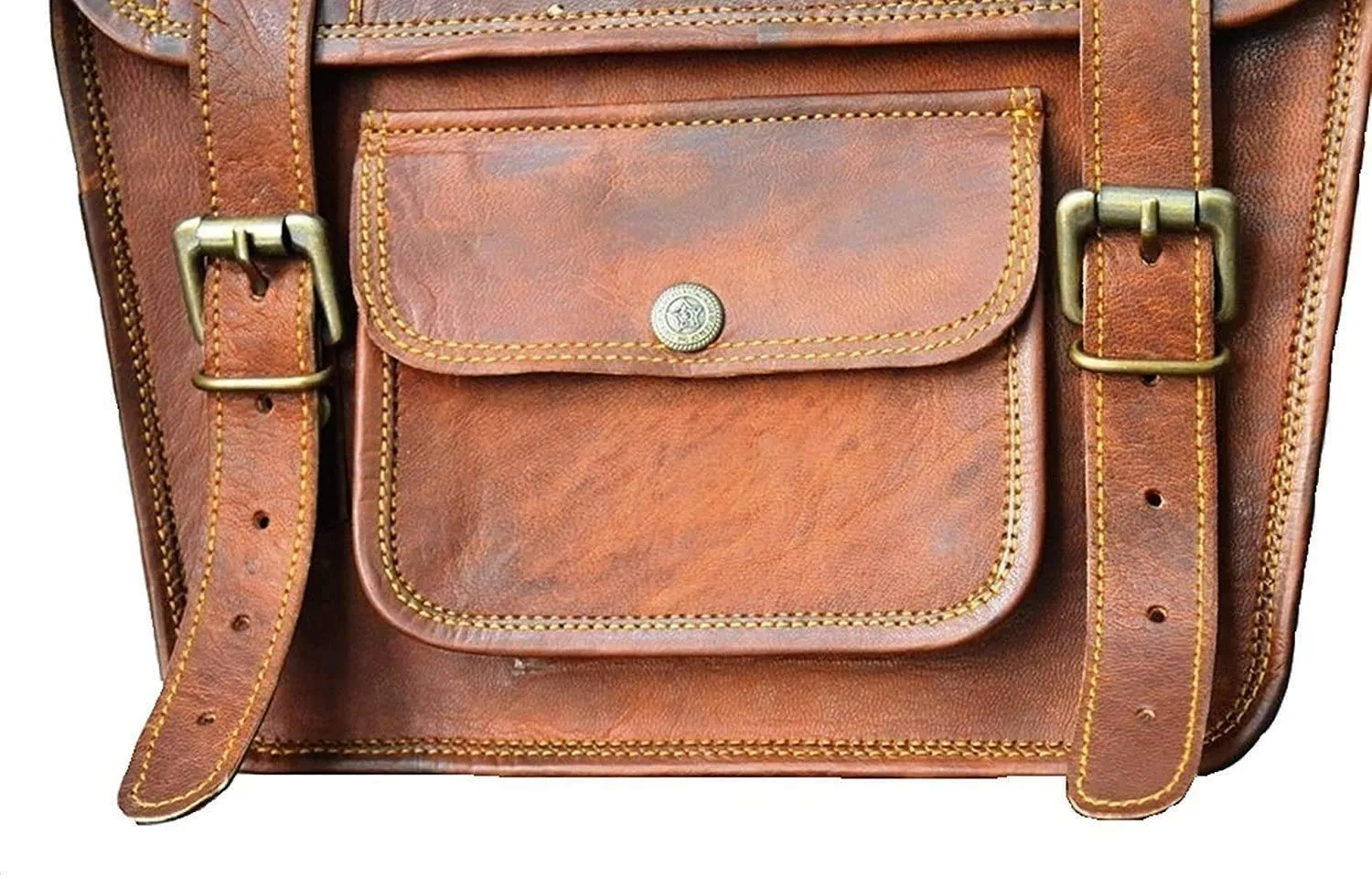 Tuzech 2 X Motorcycle Side Pouch Brown Leather Side Pouch Classic Saddlebags Saddle Panniers (2 Bags) Summer Sale!