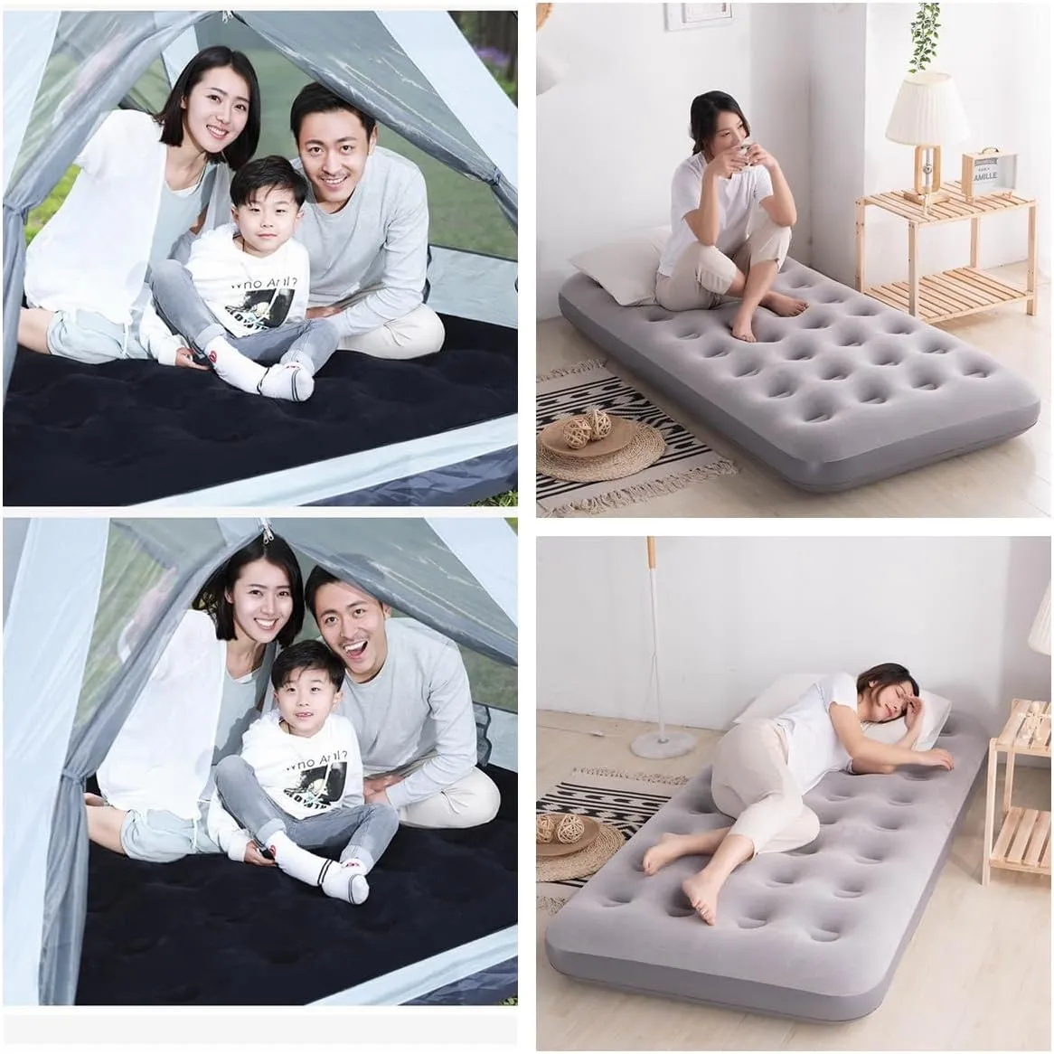 Twin Size Single Air Mattress Inflatable Bed with Air Pump for Camping & Home,75"x 39"Thickened Portable Blow Up Air Mattress,Travel Sleeping Bed Pad