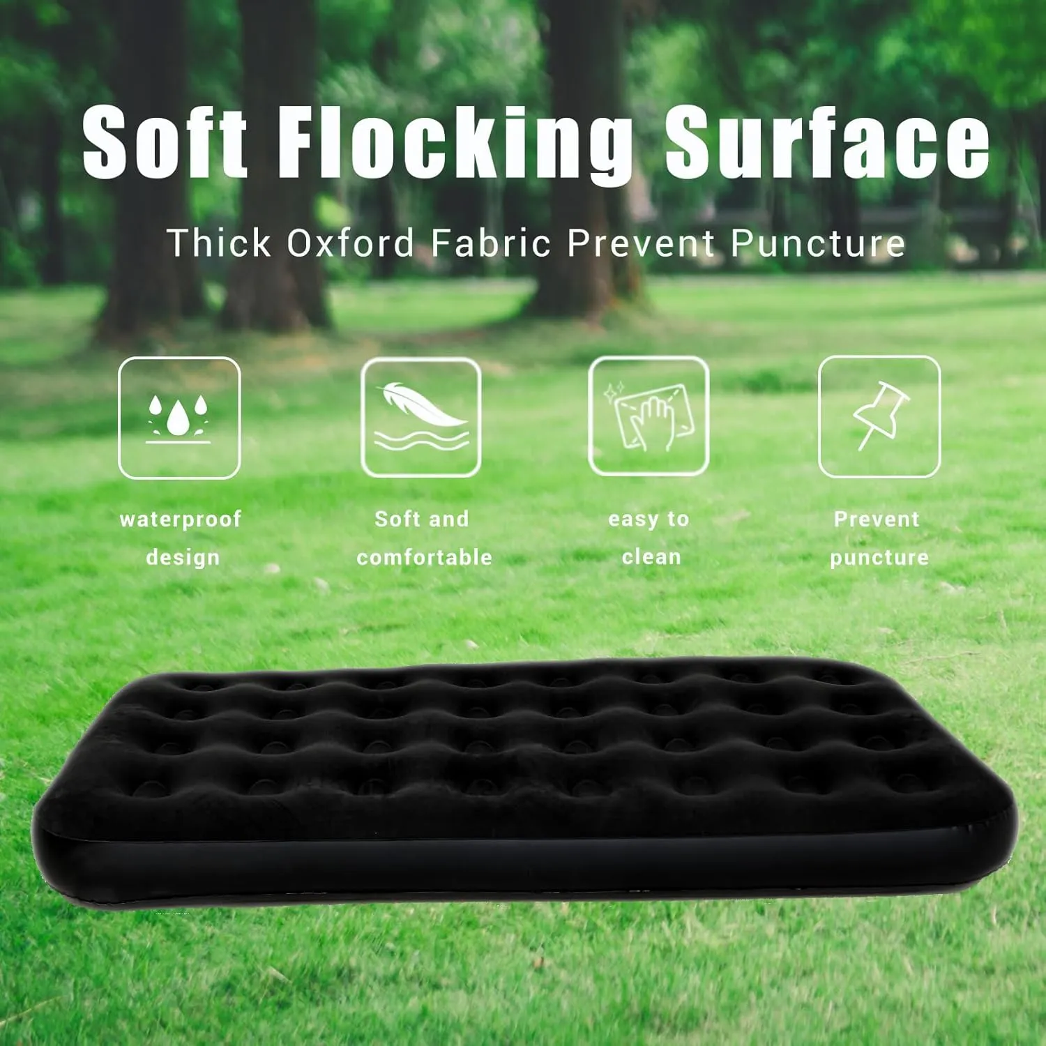 Twin Size Single Air Mattress Inflatable Bed with Air Pump for Camping & Home,75"x 39"Thickened Portable Blow Up Air Mattress,Travel Sleeping Bed Pad