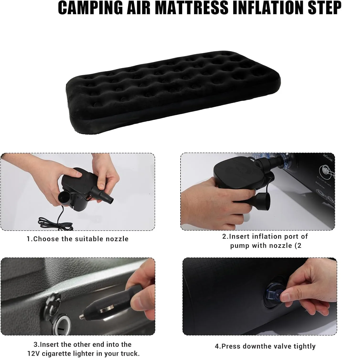 Twin Size Single Air Mattress Inflatable Bed with Air Pump for Camping & Home,75"x 39"Thickened Portable Blow Up Air Mattress,Travel Sleeping Bed Pad