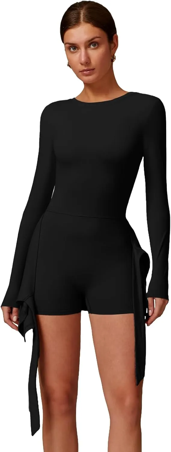 Two-in-One Mock Layered Sports Dress Workout Rompers Mini Tennis Dress Breathable Activewear