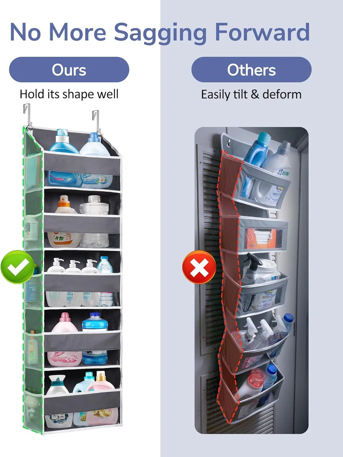 ULG 2 Pack 5-Tier Over The Door Organizer Dark Gray