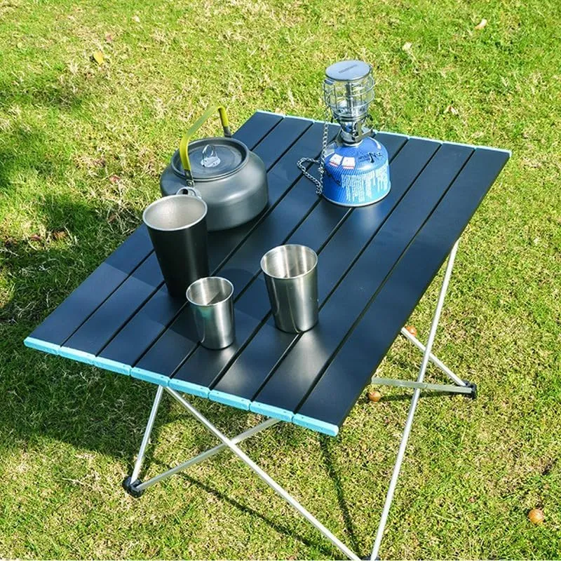 Ultra-Light Aluminum Alloy Folding Table Outdoor Camping Picnic Portable Camping Thickened (Standard All Black Aluminum Table)