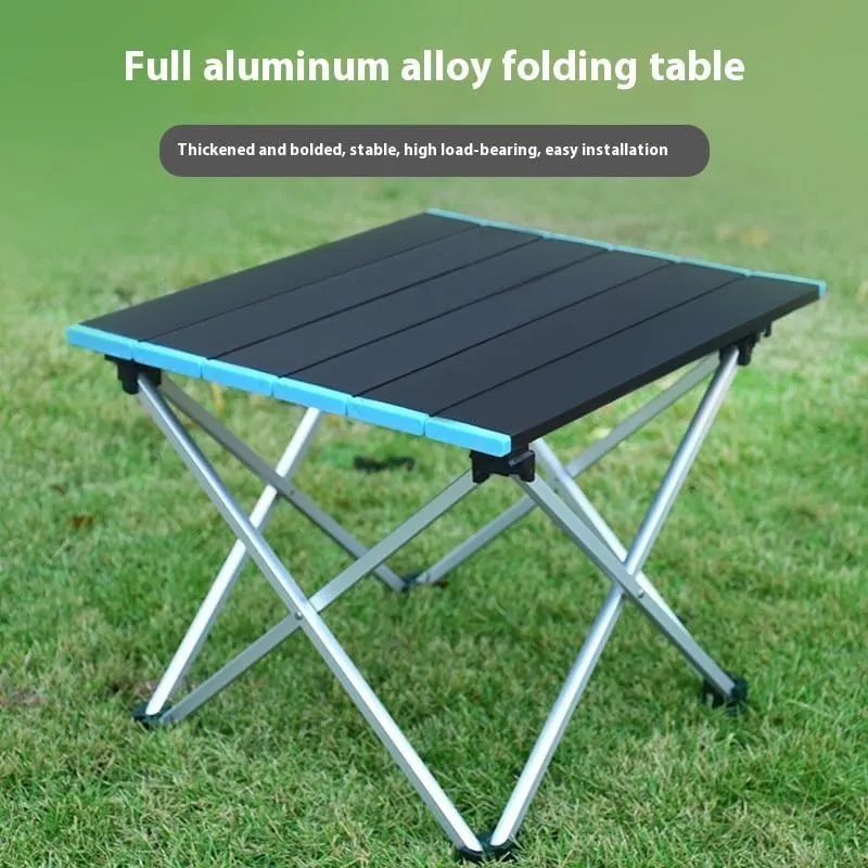 Ultra-Light Aluminum Alloy Folding Table Outdoor Camping Picnic Portable Camping Thickened (Standard All Black Aluminum Table)