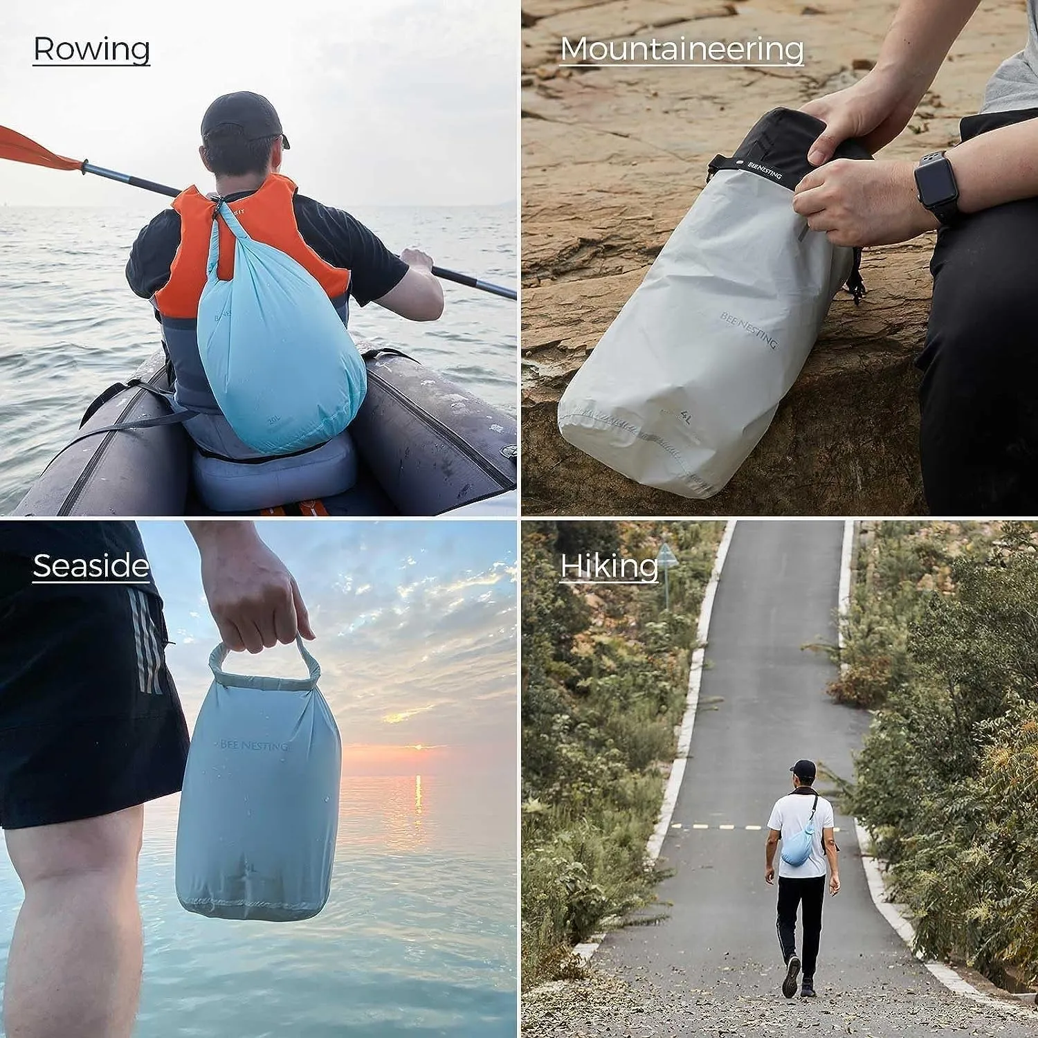 Ultralight Dry Bag Set for Backpacking, Waterproof Dry Sack for Camping, Hiking, Motorcycle, Lightweight Stuff Sack Set of 3 Pack