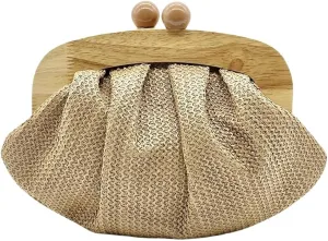 UMREN Straw Dumpling Clutch Purse for Women Woven Straw Clutch Evening Handbag Summer Vacation Beach Crossbody Bag