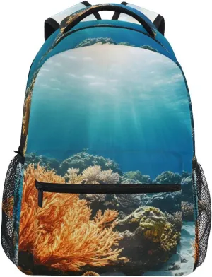 Underwater Coral Reef Backpack Daypack Shoulder Bag Book Bag Lightweight Back Pack 11.4 ×16 IN