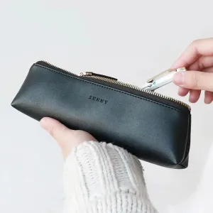 Unique Black PU Leather Pen Pencil Bag Triangular Shape Vintage Color Storage Pouch For Pens Classic Stationary Case