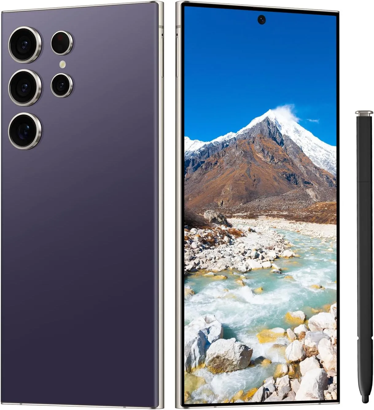 Unlocked Cell Phones C24 Ultra 5G Smartphone Android 13 Phones 8 256GB/6.8" HD Screen/Dual SIM/108MP 48MP Camera/6800 mAh/Built-in Pen (Violet)