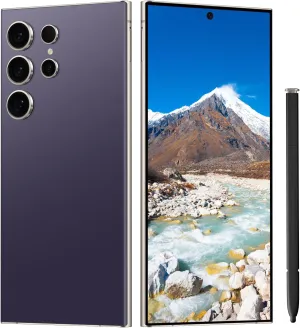 Unlocked Cell Phones C24 Ultra 5G Smartphone Android 13 Phones 8 256GB/6.8" HD Screen/Dual SIM/108MP 48MP Camera/6800 mAh/Built-in Pen (Violet)
