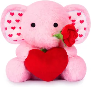 Valentines Plush - Elephant Stuffed Animals for Kids, Cute Pink Heart Elephant Plush Toy for Holiday, Valentines Day Gifts for Girlfriend Boyfriend