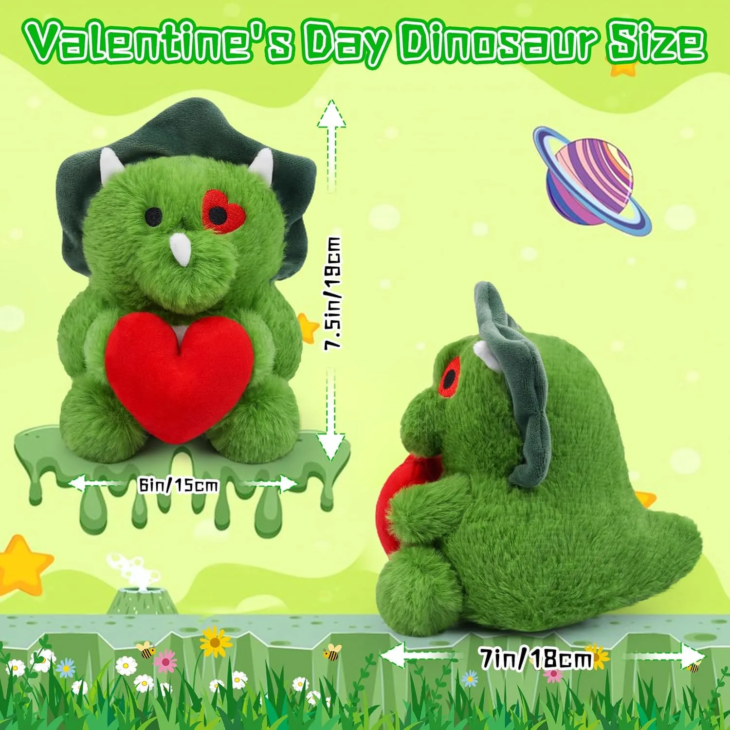 Valentines Plushies - Heart Dinosaur Stuffed Animal Toy, Cute Valentines Day Classroom Gifts