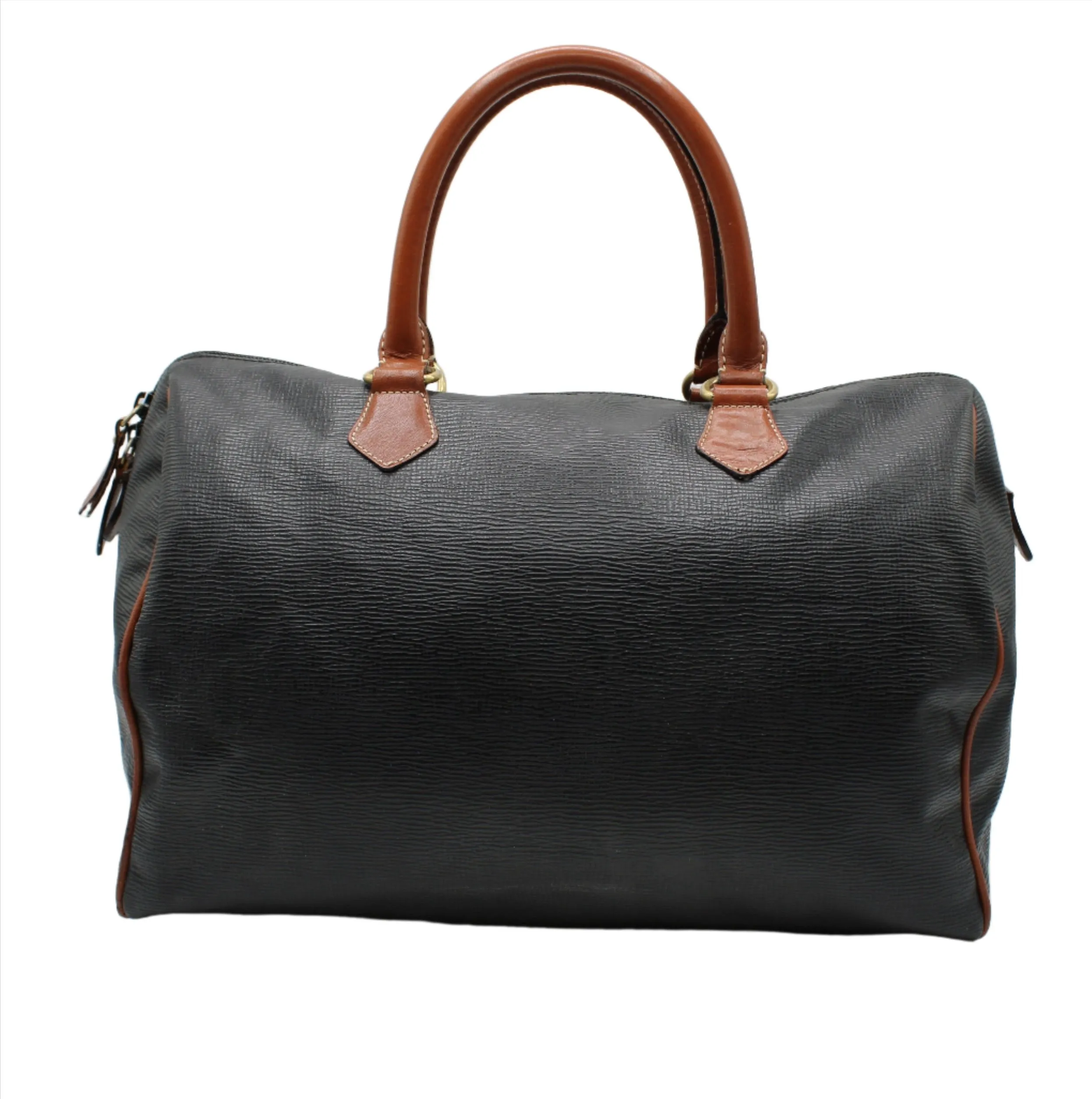 Valentino Garavani Black and Brown Leather Boston Bag