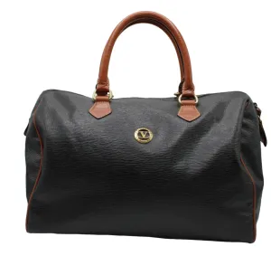 Valentino Garavani Black and Brown Leather Boston Bag