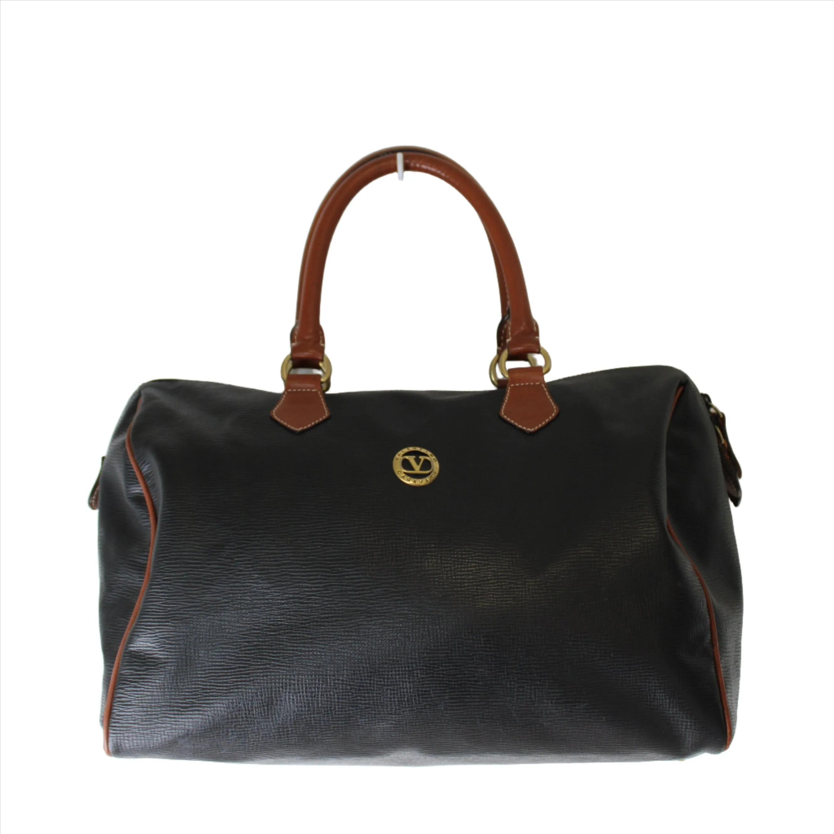Valentino Garavani Black and Brown Leather Boston Bag